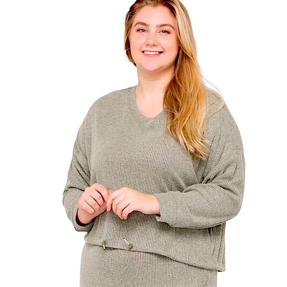 🎄🎁Ribbed Dolman Sleeve Loungewear Set - Picture 2 of 13